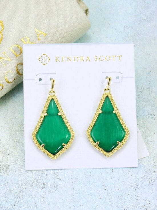 Kendra Scott Jewelry - Kendra Scott Alex Cat's Eye Emerald Green earrings Gold Plated